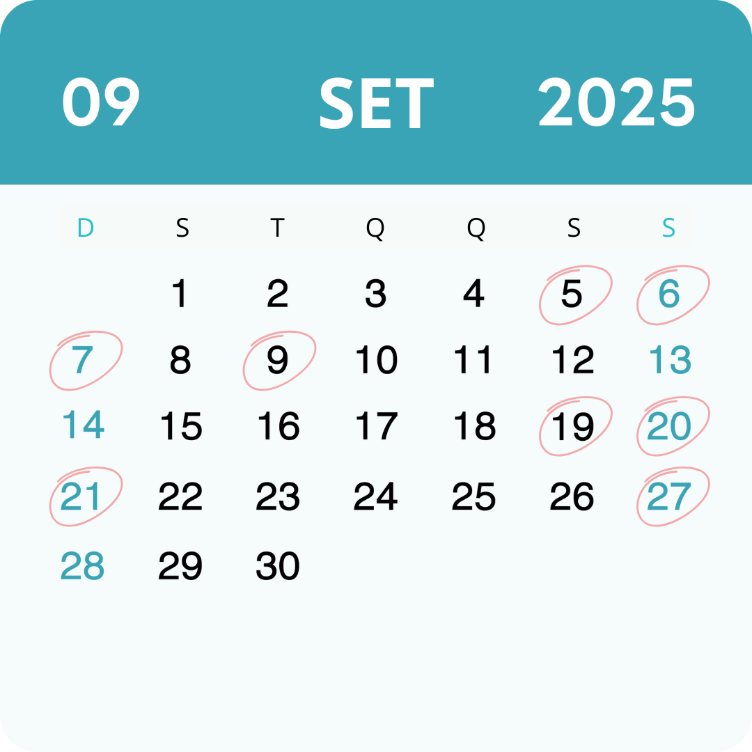 Calendário JUN 25 - Setembro de 2025 - INA - Igreja Nova Aliança de João Pessoa